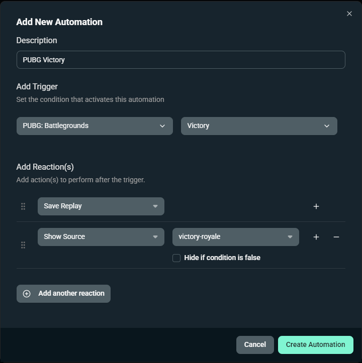 Custom automation settings
